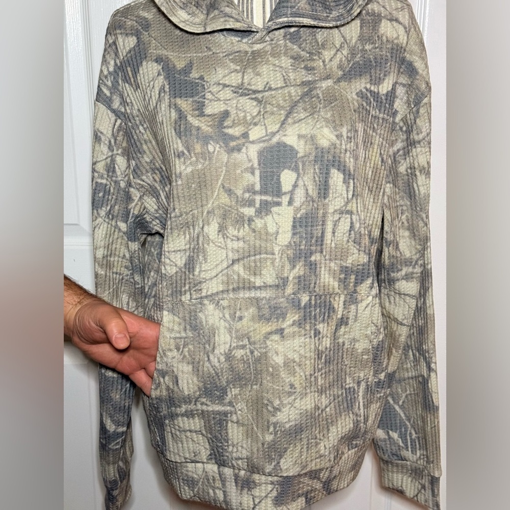 Negative Space Camo Hoodie Waffle Knit Pullover Men’s Size S - Picture 3 of 8